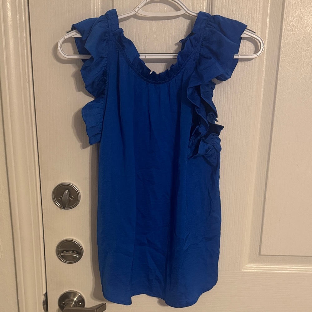 Royal Blue Ruffle Blouse